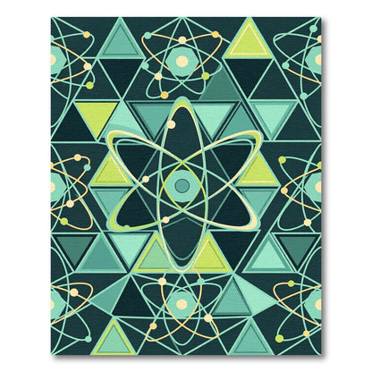 Teal Geometric Atom Science Mandala Rug