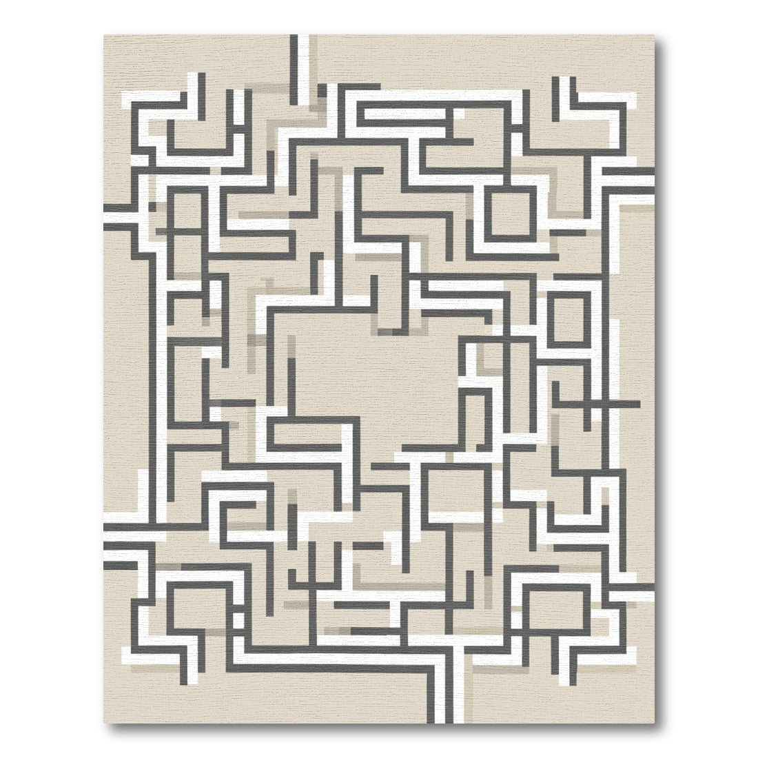 Modern Gray White Intersecting Lines Rug