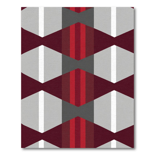 Geometric Hexagon Stripes Burgundy Rug