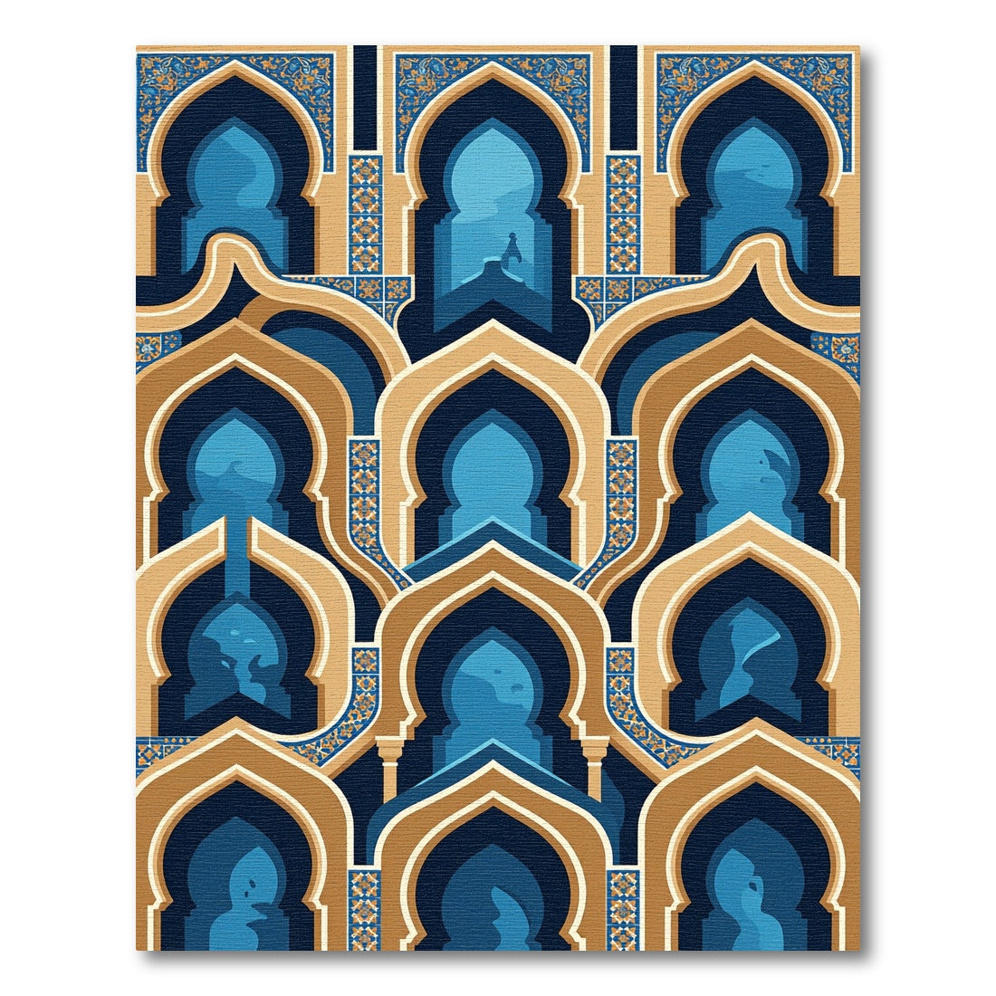 Golden Archway Blue Mosaic Geometric Rug