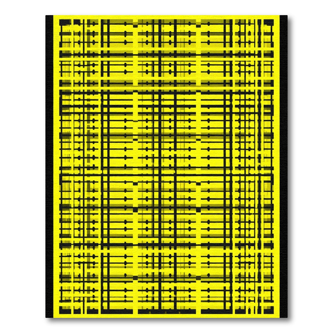 Geometric Black Lines Yellow Grid Rug