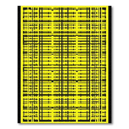 Geometric Black Lines Yellow Grid Rug