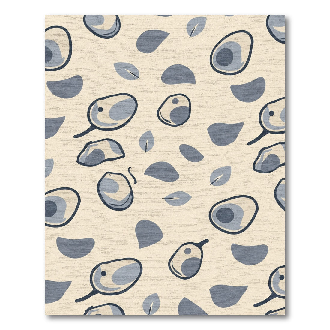 Creamy Gray Botanical Abstract Shapes Rug