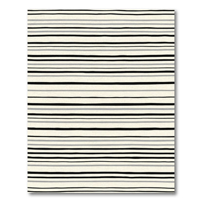 Classic Black Gray Cream Stripe Rug