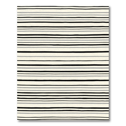 Classic Black Gray Cream Stripe Rug