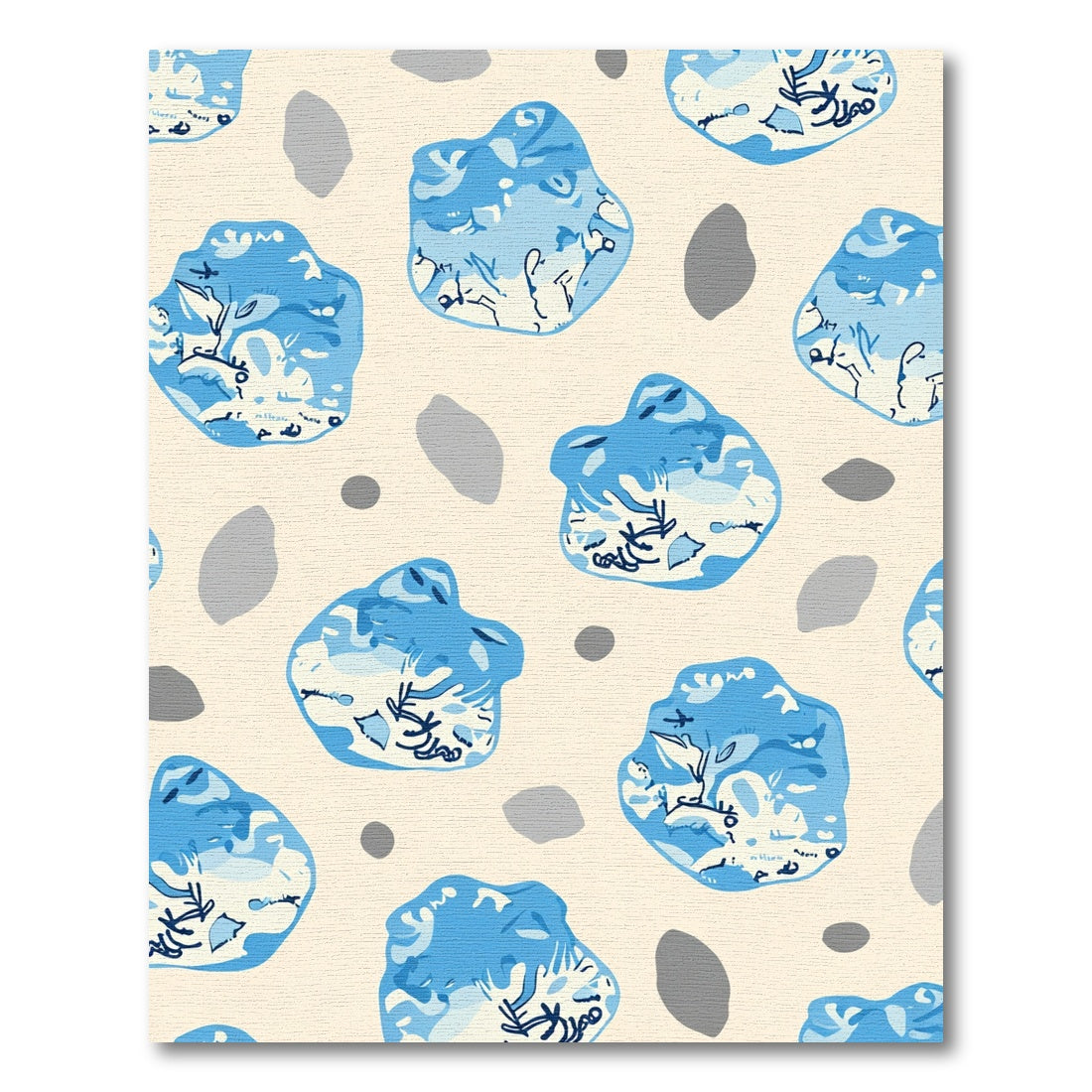 Abstract Blue Pebble Organic Composition Rug