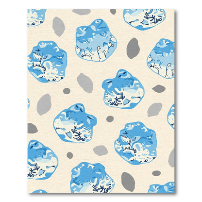 Abstract Blue Pebble Organic Composition Rug