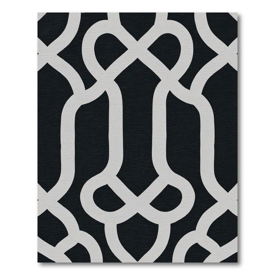 Modern Black White Interlocking Geometric Rug