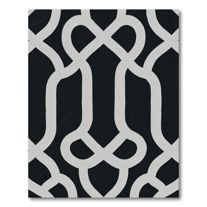 Modern Black White Interlocking Geometric Rug
