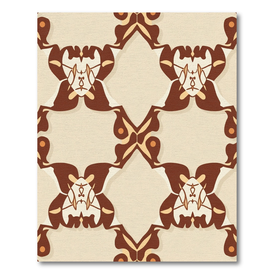 Earthy Cream Brown Lattice Arch Rug