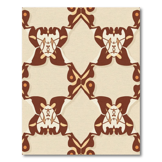 Earthy Cream Brown Lattice Arch Rug