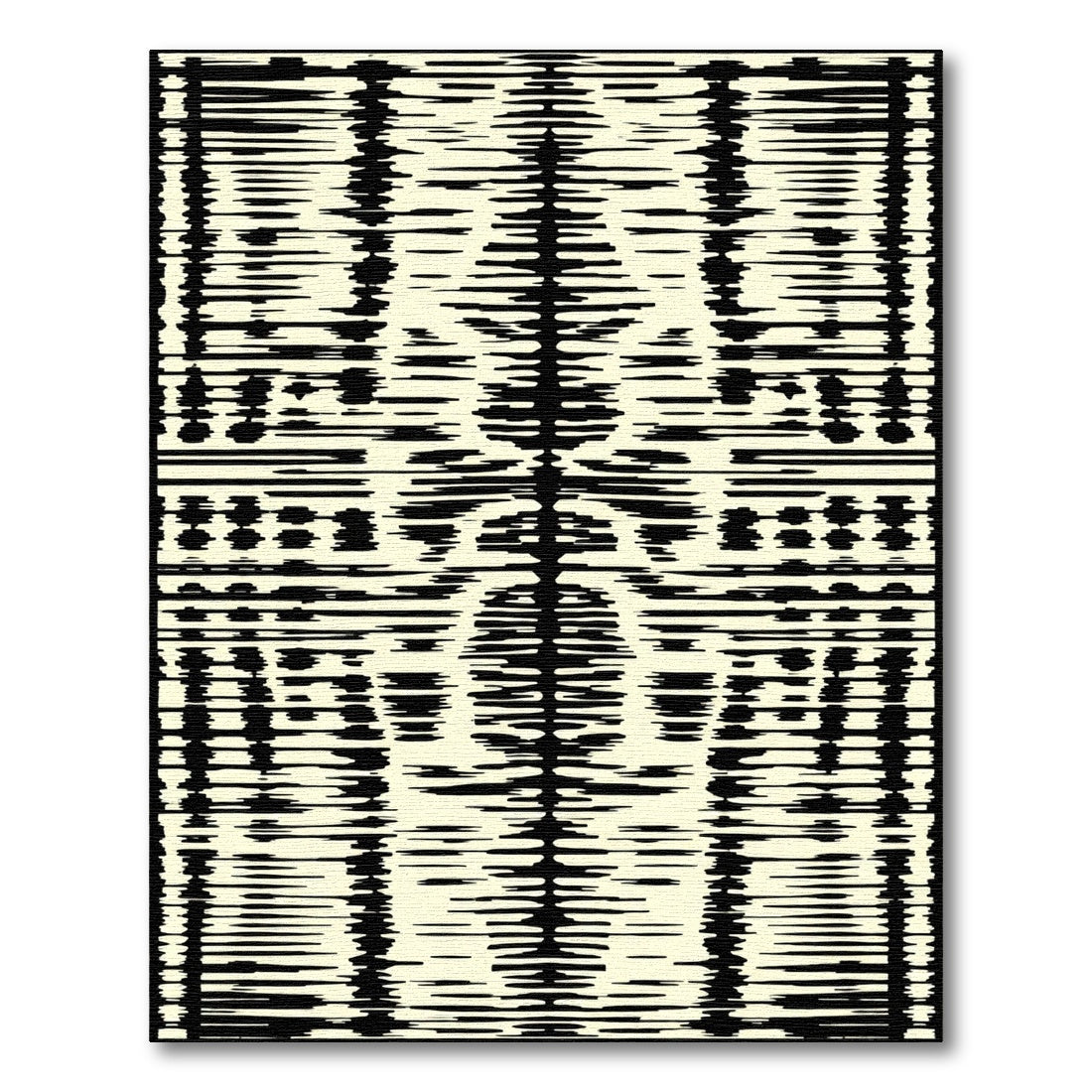 Abstract Black Cream Stripe Formation Rug