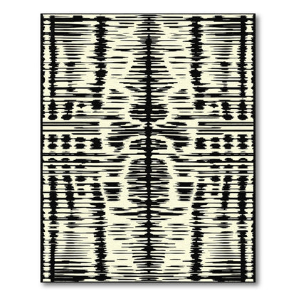 Abstract Black Cream Stripe Formation Rug