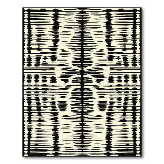Abstract Black Cream Stripe Formation Rug