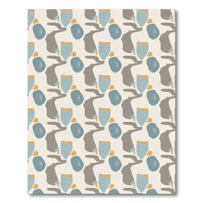 Abstract Organic Collage Terracotta Blue Rug