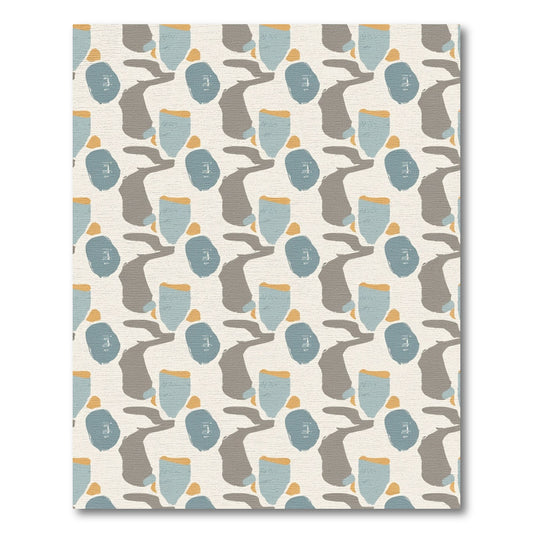 Abstract Organic Collage Terracotta Blue Rug