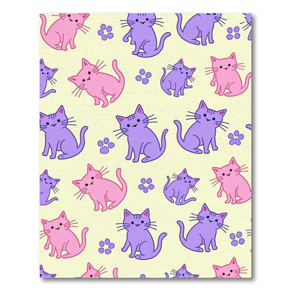 Cute Pink Purple Cat Paw Pattern Rug