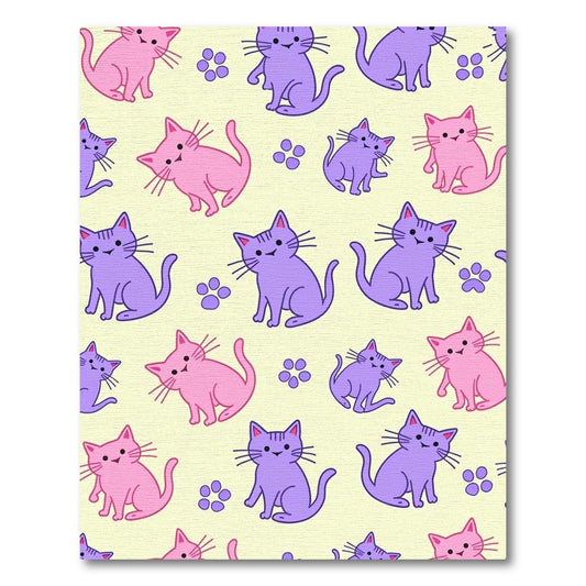 Cute Pink Purple Cat Paw Pattern Rug