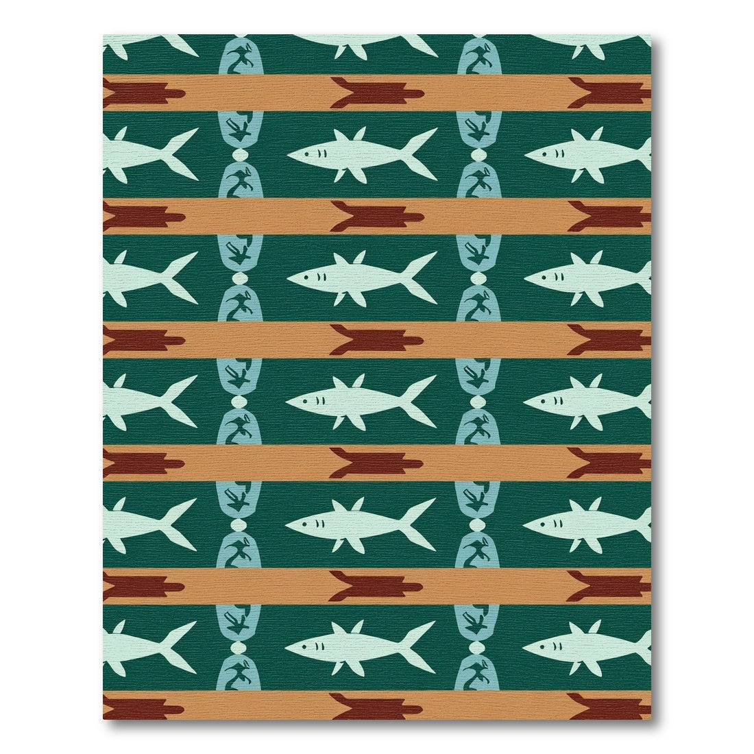 Teal Orange Shark Turtle Stripes Rug