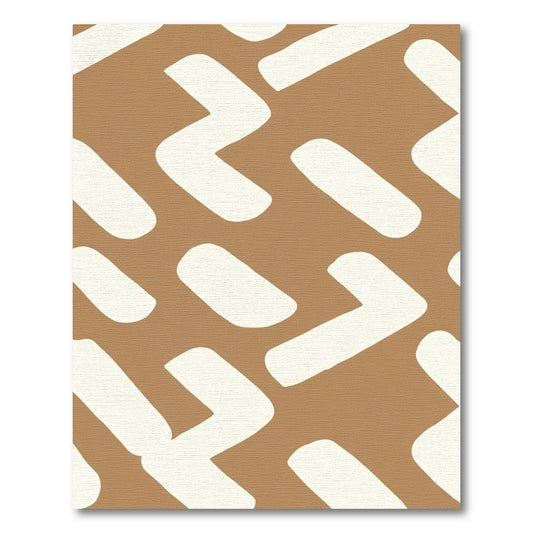 Tan White Abstract Geo Rug
