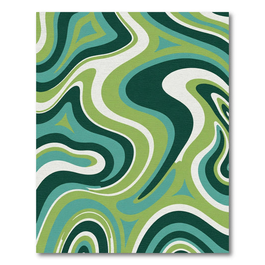 Retro Green Swirl Abstract Rug