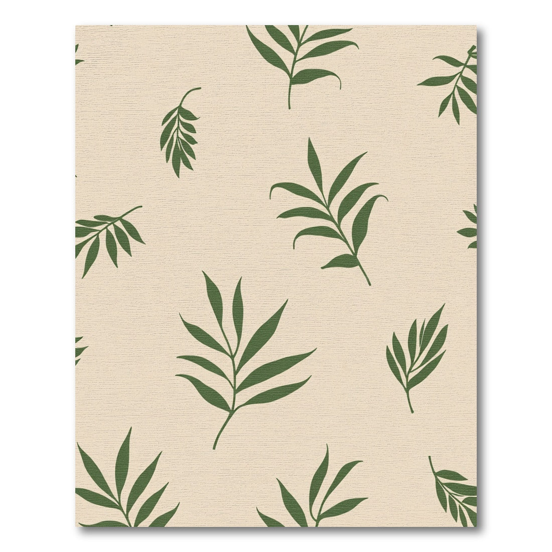 Green Palm Fronds Beige Background Rug