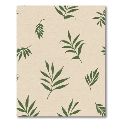Green Palm Fronds Beige Background Rug