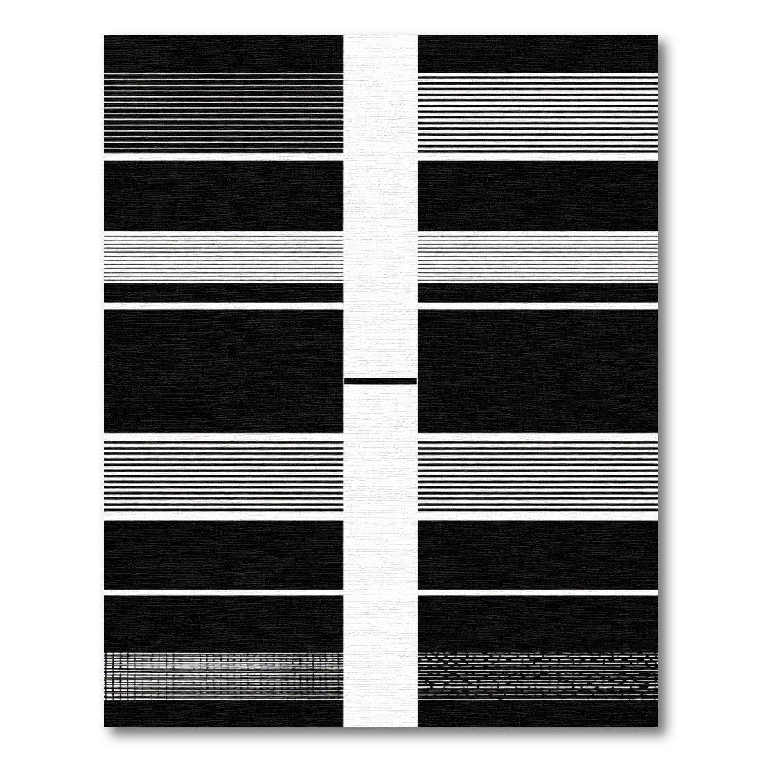 Modern Black White Horizontal Stripe Composition Rug