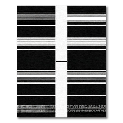 Modern Black White Horizontal Stripe Composition Rug