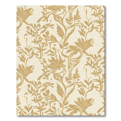 Golden Botanical Vine Scroll Rug