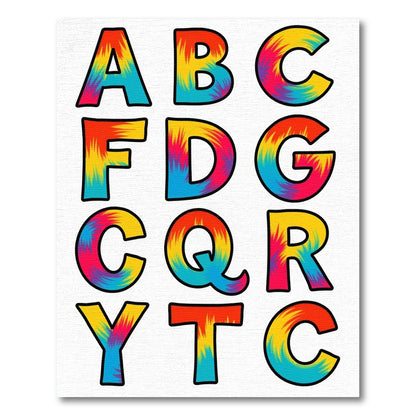 Vibrant Tie Dye Alphabet Letters Rug
