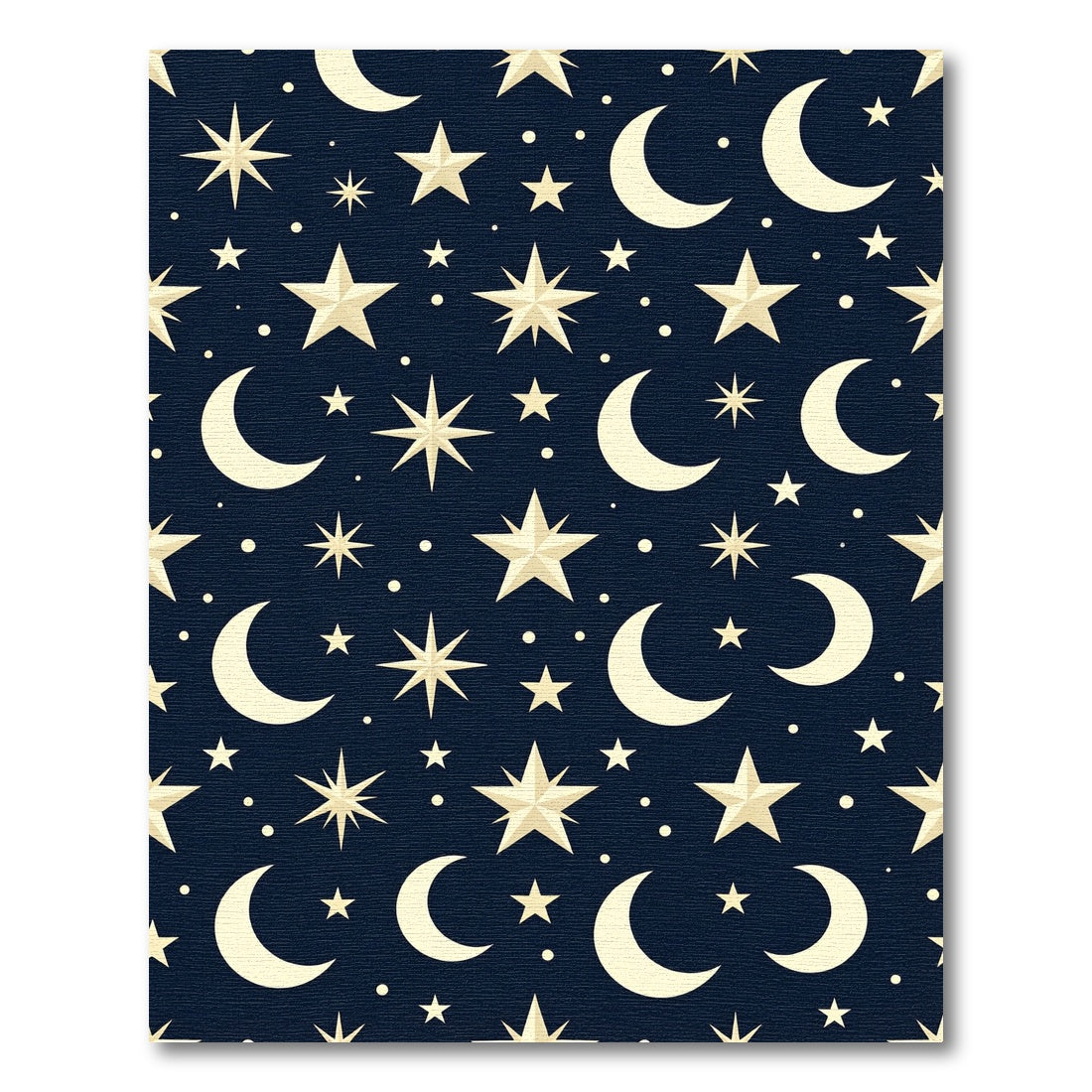 Celestial Navy Blue Starry Night Moon Rug