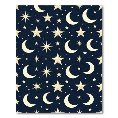 Celestial Navy Blue Starry Night Moon Rug
