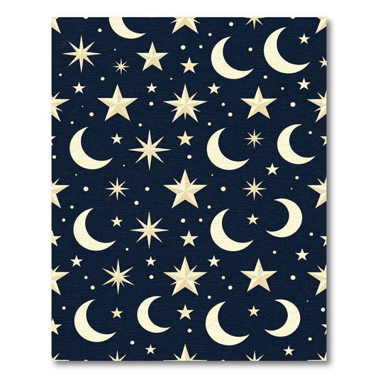 Celestial Navy Blue Starry Night Moon Rug