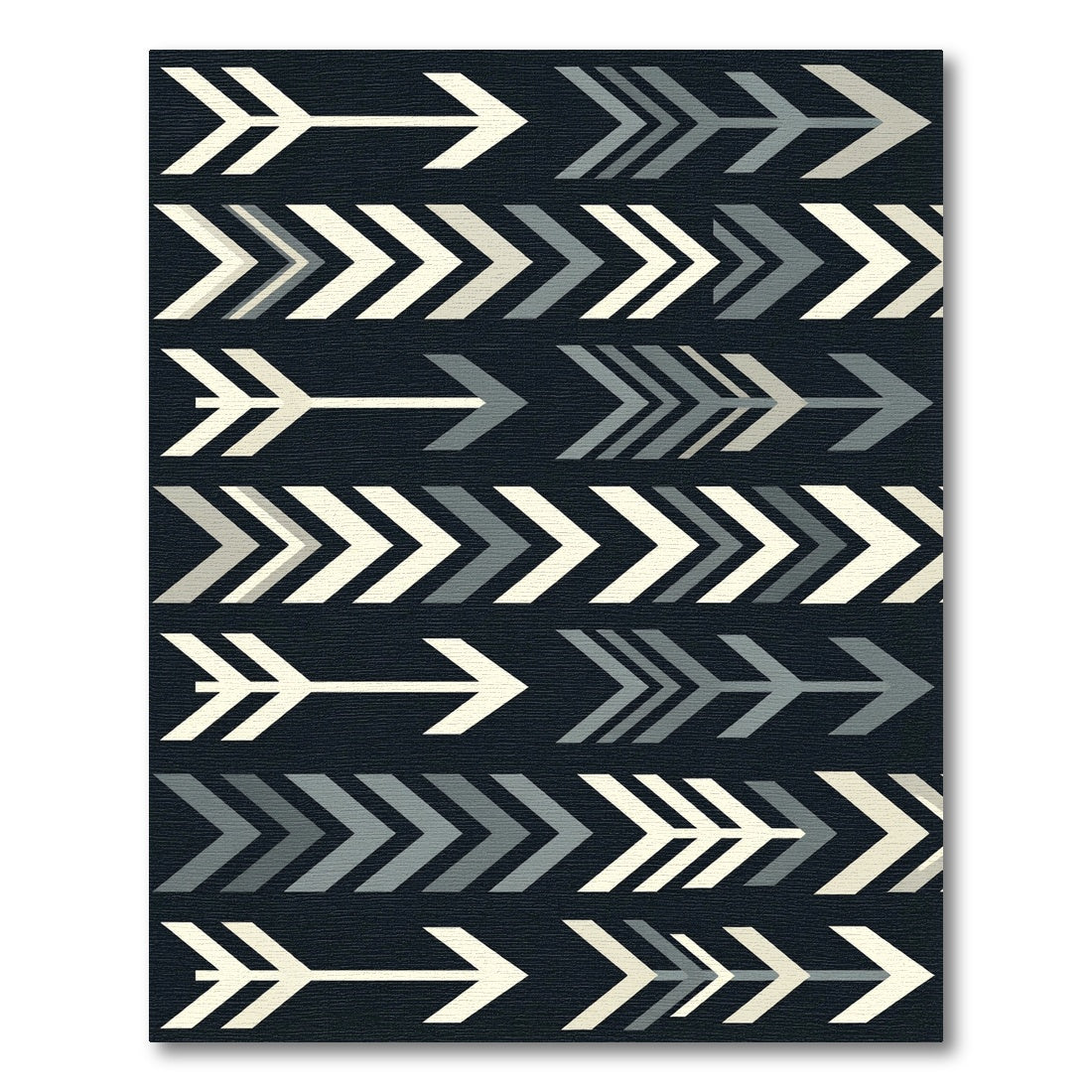 Modern Monochrome Arrow Geometric Rug