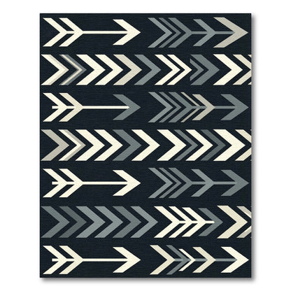 Modern Monochrome Arrow Geometric Rug