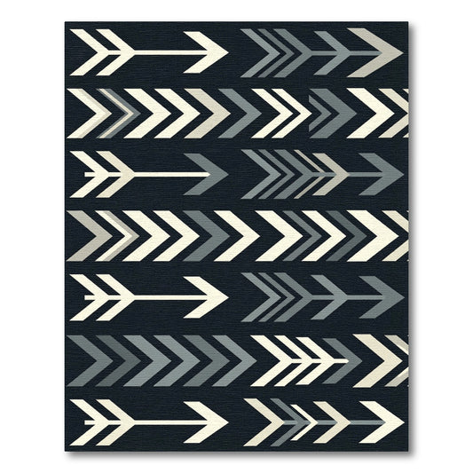 Modern Monochrome Arrow Geometric Rug