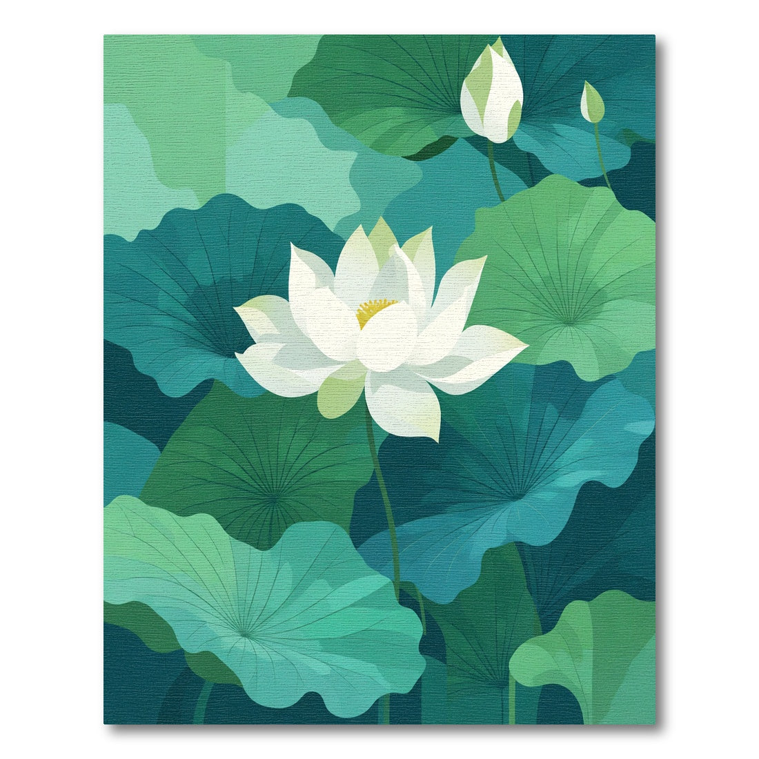 White Lotus Pond Serene Green Rug