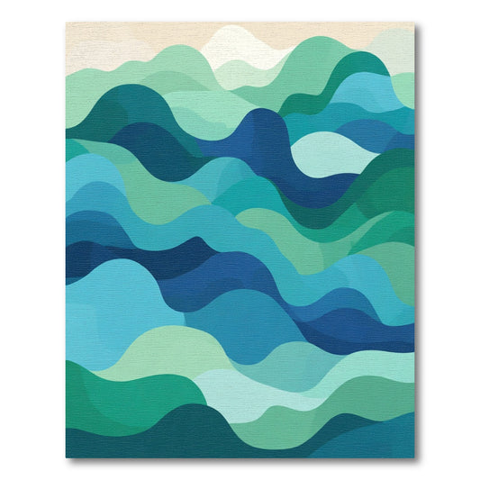 Oceanic Blue Green Wave Landscape Rug