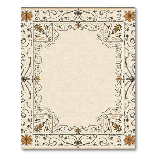 Vintage Cream Ornate Floral Border Rug