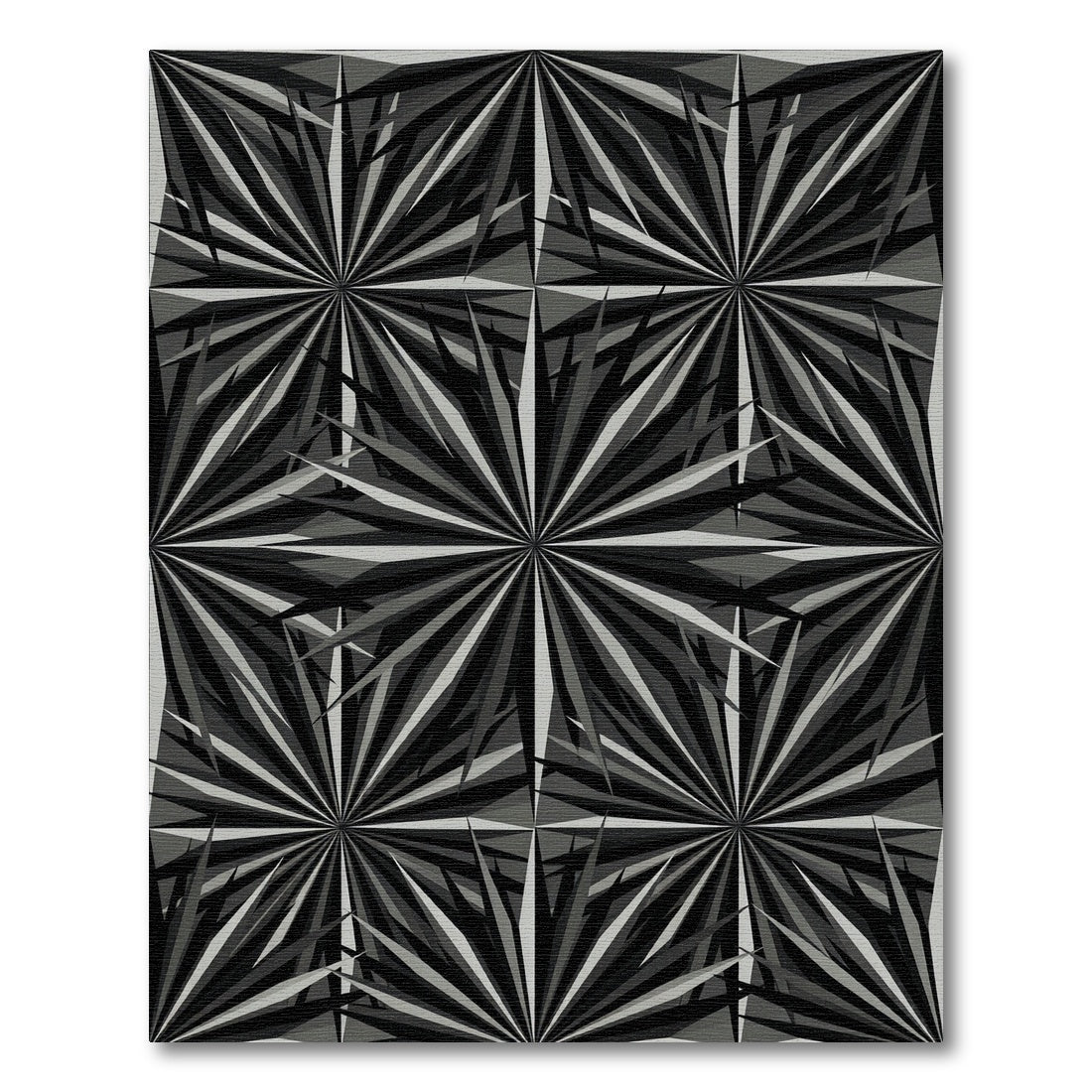 Monochromatic Jagged Starburst Pattern Rug