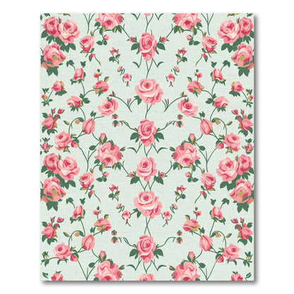 Pale Pink Romantic Rose Garland Rug
