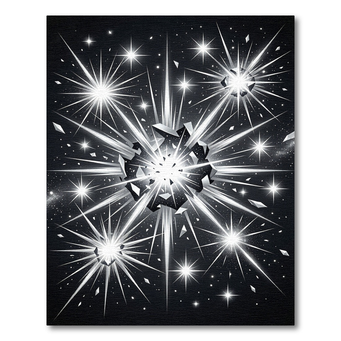 Monochrome Celestial Starburst Abstract Art Rug