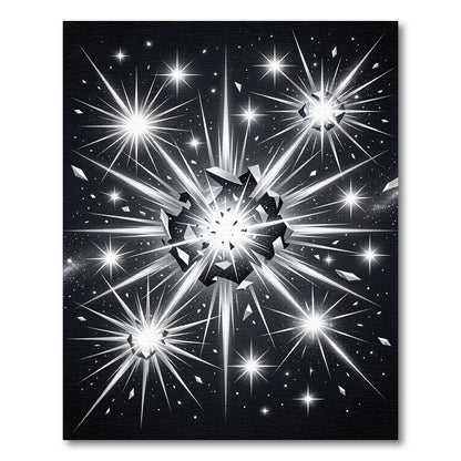 Monochrome Celestial Starburst Abstract Art Rug