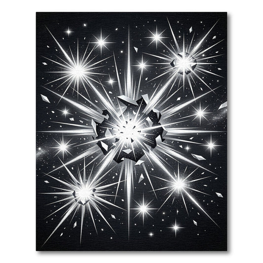 Monochrome Celestial Starburst Abstract Art Rug