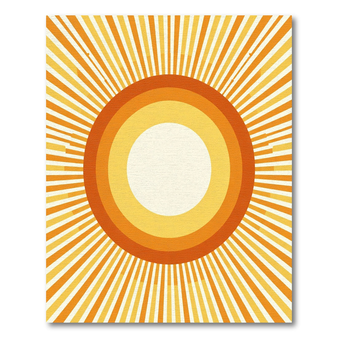 Retro Orange Sunburst Concentric Circles Rug