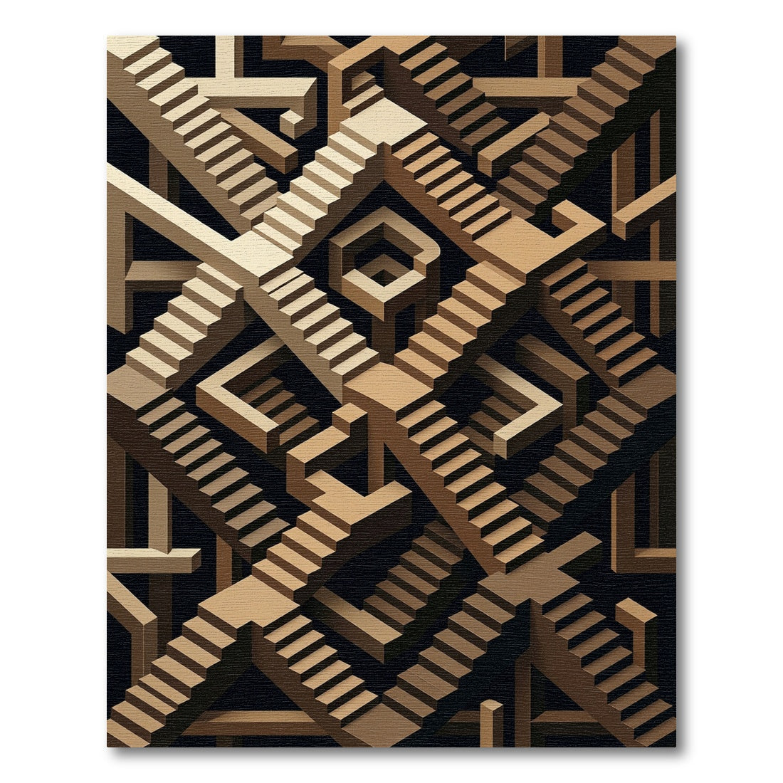 Golden Bronze Illusion Stair Maze Rug