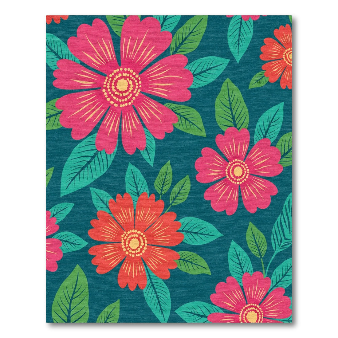 Bold Crimson Floral Teal Garden Rug