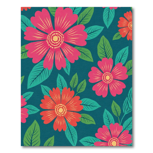 Bold Crimson Floral Teal Garden Rug