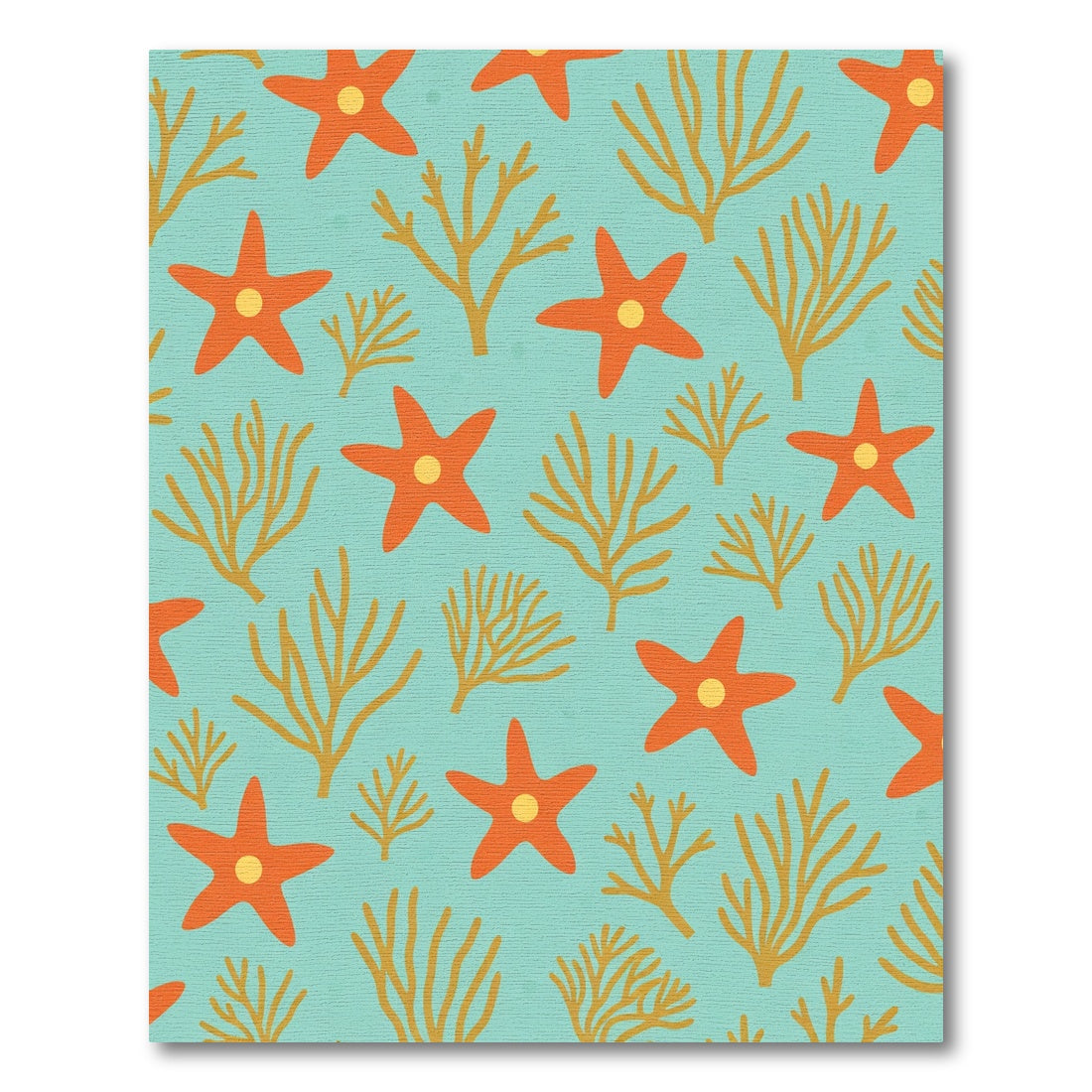 Orange Starfish Aquatic Coral Pattern Rug